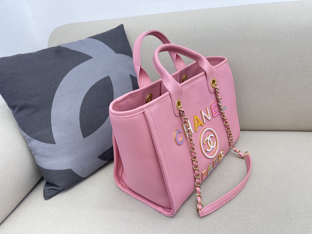 Calfskin Small Shopping Shoulder Bag Tote Bag AS3257 Pink 